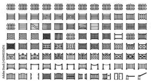 Photos Architectural railing and balustrade collection linear vector icons for design