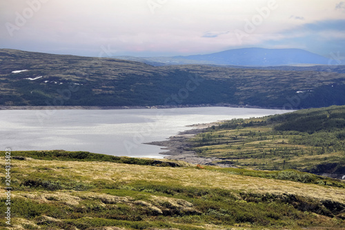 Aerial view of the lake Innerdalsvatnet, Norway
