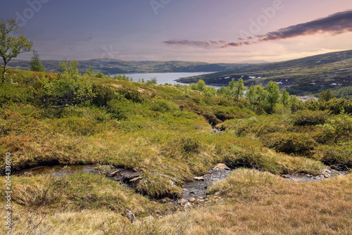 Aerial view of the lake Innerdalsvatnet, Norway