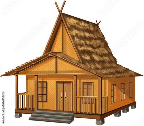 Fotografie Sundanese Traditional House Julang Ngapak Illustration