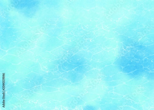 水色のキラキラした水面の背景素材　海やプールの水面をイメージした水彩イラスト