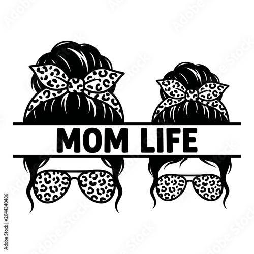 Mom life leopard bow split design