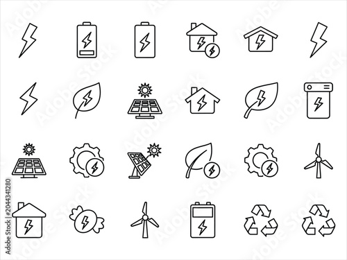 Silhouette icons for renewable energy and sustainability concepts