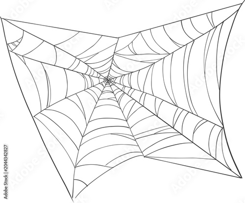 Εκτύπωση καμβά Halloween spider and cobweb, line net trap border, corner