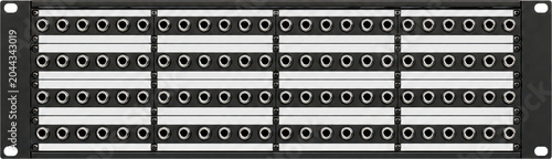 Professional Audio Patchbay Rack Unit Isolated on Transparent Background