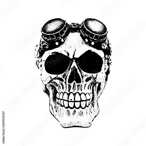 Canvas-taulu Vintage style illustration of a human skull wearing steampunk welding goggles is