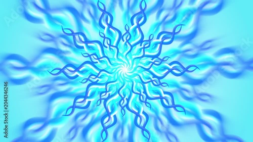 Abstract Blue Kaleidoscope Fractal Waves Loop Motion Background