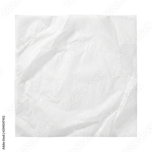 Obraz na plátne Crumpled white paper napkin, isolated on transparent background