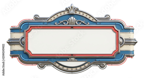Fotografía Retro art deco neon marquee blank sign board, isolated on transparent background