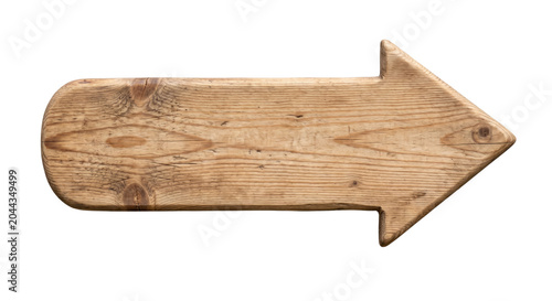 Rustic wooden direction sign arrow board mockup, isolated on transparent background
