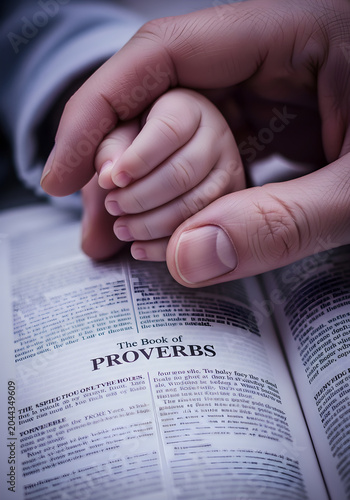 Naklejka Generational wisdom held by gentle hands over open book