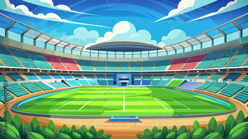 Photos Rugby Stadium, Sports Arena, Green Field, Cartoon Stadium
