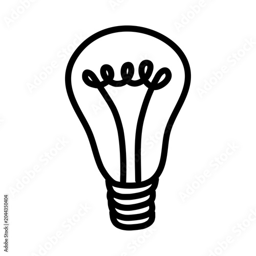 Hand made light bulb icon isolated on white background	