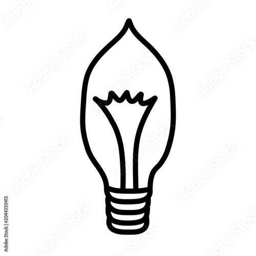 Hand made vintage light bulb icon isolated on white background