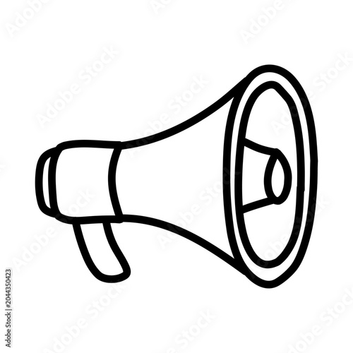 Hand made megaphone icon isolated on white background
