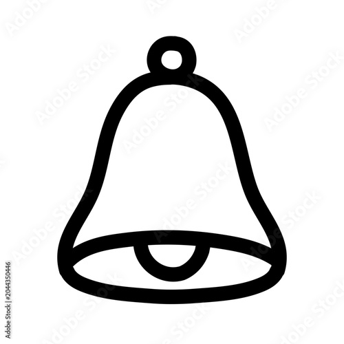 Hand made notification bell icon isolated on white background