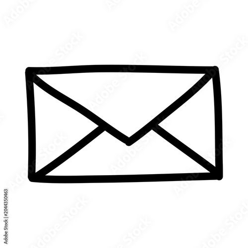 Hand made mail letter icon isolated on white background	