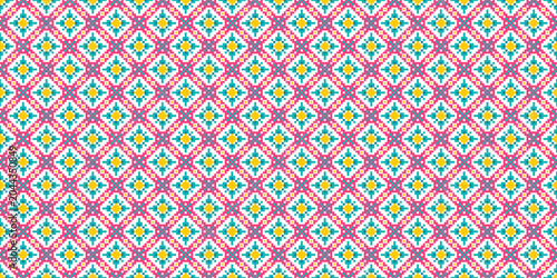 Colorful Diamond Pixel Seamless Pattern Background