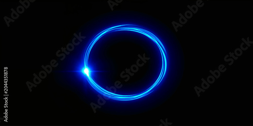 Quadro su tela Glowing Neon Zero in Dark Space Ring