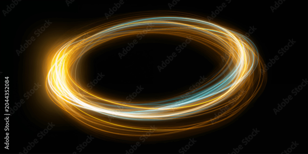 Ταπετσαρία Abstract glowing spiral circles in space with colorful fractal patterns