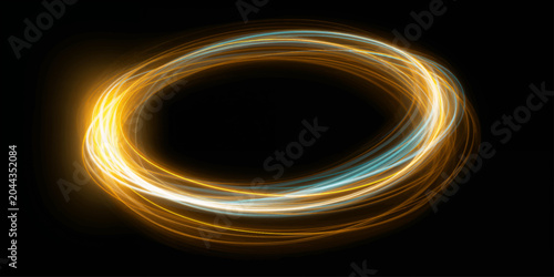 Canvas Print Abstract glowing spiral circles in space with colorful fractal patterns