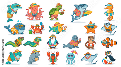 Photography Cute Cartoon Ocean Animals Summer Vacation Collection