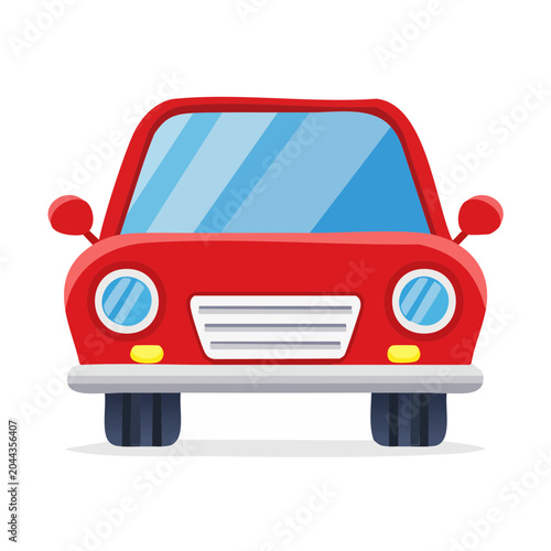 Flat design illustration of a red car front view