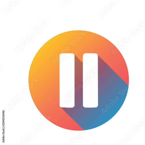 Flat design pause symbol icon with gradient background