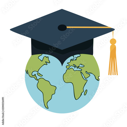 Graduation Cap on Earth Globe