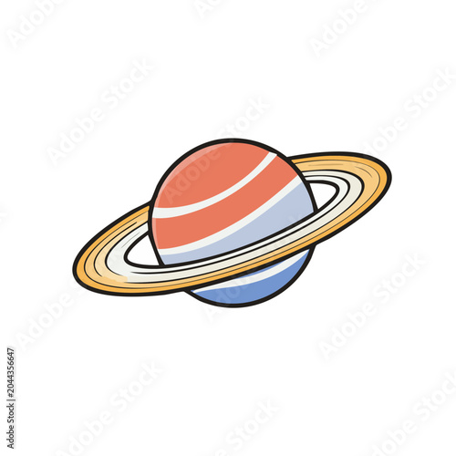 Stylized planet with rings, flat design