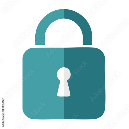 Teal flat design padlock icon