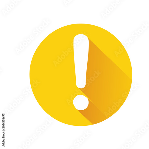 Yellow exclamation mark icon with long shadow