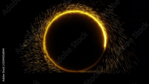 Yellow Neon Energy Ring Portal Shockwave with Alpha Channel