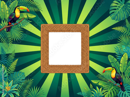 Summer exotic jungle frame PNG isolated cut out 