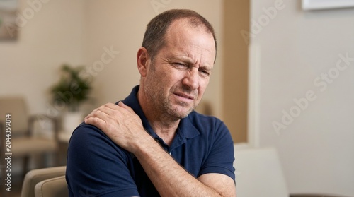Man Suffering From Shoulder Pain And Muscle Injury