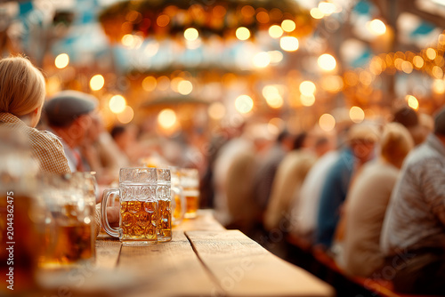 Lively Oktoberfest Beer Tent Celebration with Traditional Bavarian Atmosphere