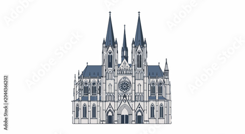 Ornate Gothic cathedral facade with pointed arches and spires