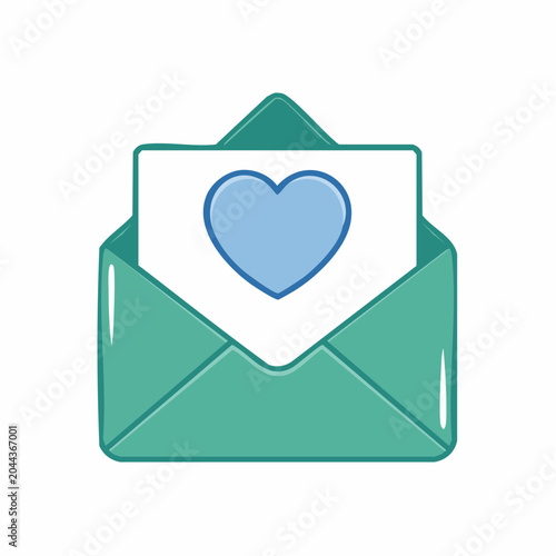 Turquoise Envelope with Blue Heart Card