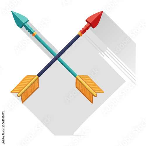 Two crossed arrows in flat design style