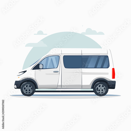White Minivan Illustration