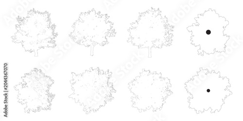 Foto Vector set of trees from top view with transparent background for architectural plans and landscape design