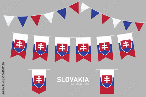 Slovakia national flag collection, Flag garlands festive bunting triangle banners and hanging flag