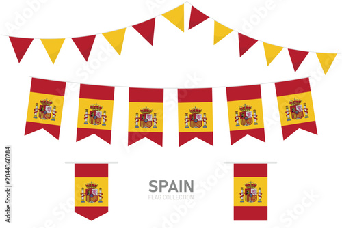 Spain national flag collection, Flag garlands festive bunting triangle banners and hanging flag