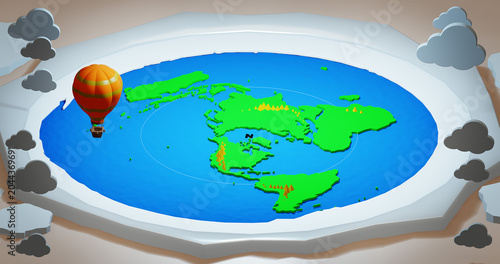 Foto Flat Earth Conspiracy Theory Model Showing the Dome of the Firmament