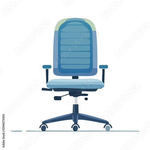 Blue modern office chair in flat design style