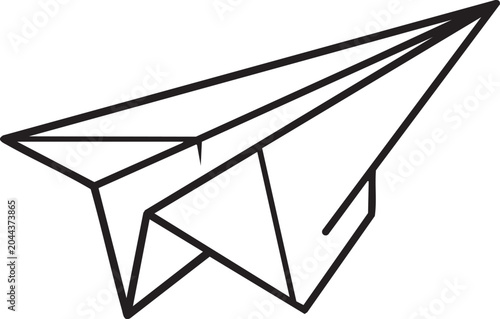 Paper plane shows a simple geometric shape with sharp black lines and white fill.