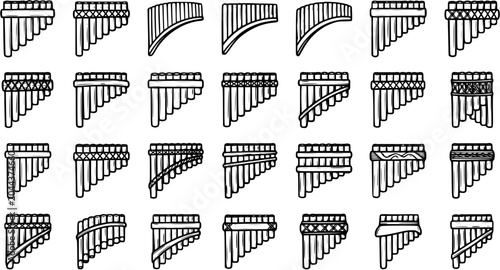 Foto Pan Flute Music Instruments Line Art Icons Collection
