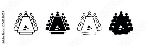 Tablou pe pânză Courtroom jury and legal assembly icon set.