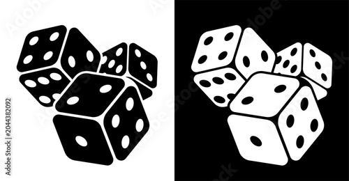 flat vector image icons on a white and black background, isometric image, gambling for everyone