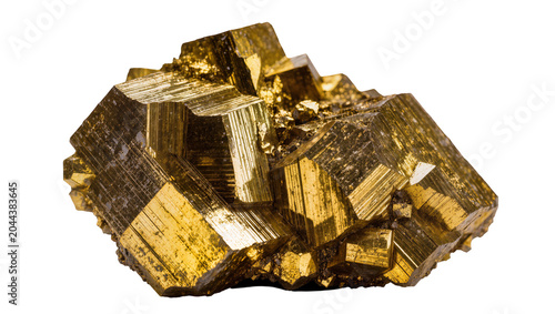 фотографія Golden Pyrite Mineral Cluster with Cubic Crystals